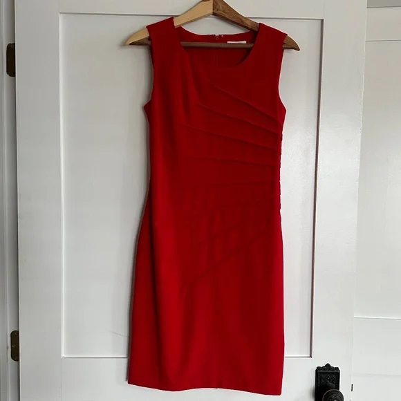 open lace back dress Calvin Klein Red Cocktail Dress Size 4 SKU 001004-2  Designers On A Dime